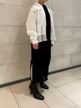 「シアーワンピース」｜「アイテム（ブーツ）」を使った、moeさん（レディース・146cm）の春コーディネート