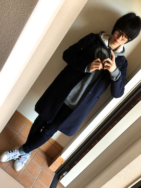 「American Apparel（アメリカンアパレル）のアイテム（パーカー、グレー系）」を使った、kancham☆さん（レディース・170cm）の冬コーディネート