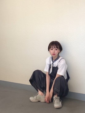 「アイテム（サロペット/オーバーオール）」を使った、かーにさん（レディース・165cm・20代）の夏コーディネート
