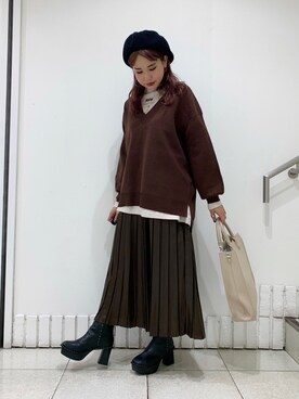 「PAGEBOY（ページボーイ）のアイテム（ハンチング/ベレー帽）」を使った、natsumiさん（レディース・160cm）の秋コーディネート