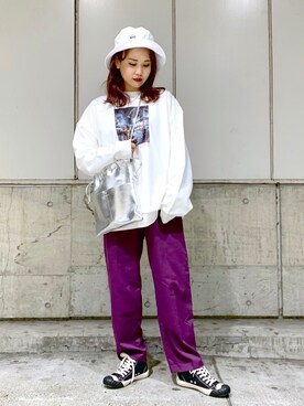 「ストリートカジュアル」｜「アイテム（スラックス）」を使った、natsumiさん（レディース・160cm）の冬コーディネート