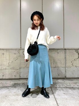 「PAGEBOY（ページボーイ）のアイテム（ハンチング/ベレー帽）」を使った、natsumiさん（レディース・160cm）の冬コーディネート