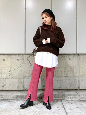 「PAGEBOY（ページボーイ）のアイテム（ハンチング/ベレー帽）」を使った、natsumiさん（レディース・160cm）の冬コーディネート