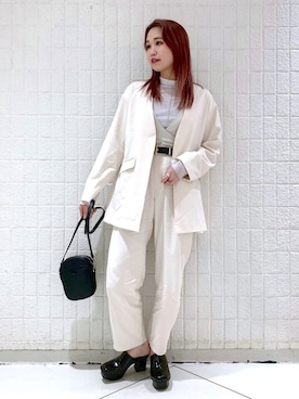 「PAGEBOY（ページボーイ）のアイテム（ノーカラージャケット）」を使った、natsumiさん（レディース・160cm）の冬コーディネート