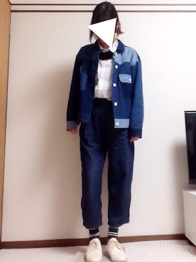 「POU DOU DOU（プードゥドゥ）のアイテム（デニムジャケット）」を使った、くまがい まこさん（レディース・163cm）の春コーディネート