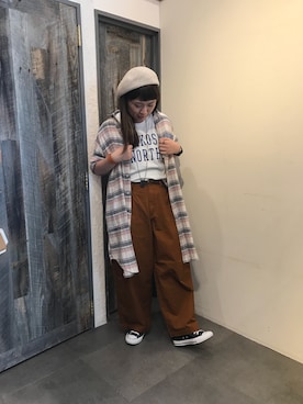 「CUBE SUGAR（キューブシュガー）のアイテム（シャツワンピース）」を使った、sato,さん（レディース・168cm）の夏コーディネート