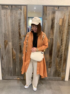 「CUBE SUGAR（キューブシュガー）のアイテム（シャツワンピース）」を使った、sato,さん（レディース・168cm）の春コーディネート