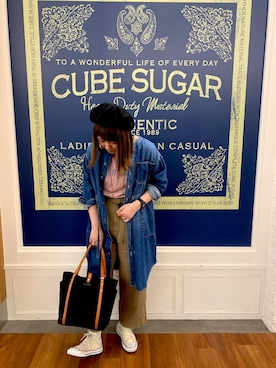 「CUBE SUGAR（キューブシュガー）のアイテム（シャツワンピース）」を使った、sato,さん（レディース・168cm）の春コーディネート