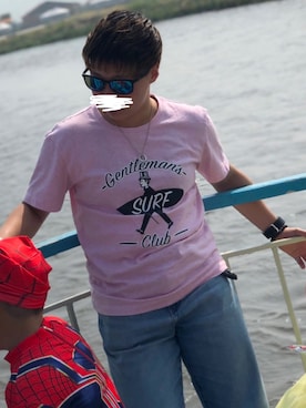 「BLACK LABEL CRESTBRIDGE（ブラックレーベル・クレストブリッジ）のアイテム（Tシャツ/カットソー）」を使った、Mamoruさん（メンズ・157cm）の夏コーディネート