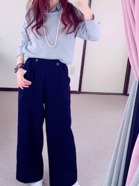 「着まわしコーデ」｜「アイテム（スウェット）」を使った、⍟⑅yasuko⋆*･✠さん（レディース・149cm）の冬コーディネート