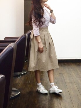 「shuca（シュカ）のアイテム（トップス）」を使った、⍟⑅yasuko⋆*･✠さん（レディース・149cm）の春コーディネート