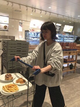 「Champion（チャンピオン）のアイテム（スウェット、グレー系）」を使った、ほのかさん（レディース・155cm）の春コーディネート