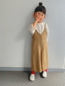 「秋のカフェオレコーデ」｜「アイテム（サロペット/オーバーオール）」を使った、suuᙏ̤̫reyさん（キッズ・110cm）の秋コーディネート