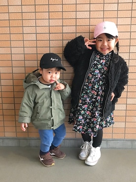 「GAP（ギャップ）のアイテム（ブルゾン）」を使った、yuuuuwa!!!さん（キッズ・100cm）の冬コーディネート