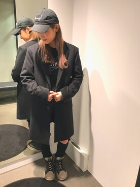 「DANKE SCHON（ダンケシェーン）のアイテム（チェスターコート）」を使った、ヤマダサオリさん（レディース・160cm）の秋コーディネート