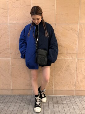 「2018マイベストコーデ」｜「アイテム（MA-1）」を使った、ヤマダサオリさん（レディース・160cm）の冬コーディネート