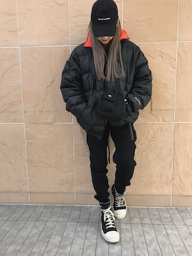 「thisisneverthat（ディスイズネバーザット）のアイテム（ジャケット/アウター）」を使った、ヤマダサオリさん（レディース・160cm）の冬コーディネート