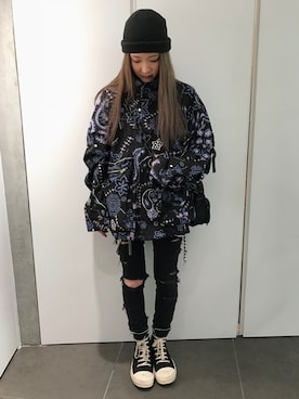 「FLAGSTUFF（フラグスタフ）のアイテム（ジャケット/アウター）」を使った、ヤマダサオリさん（レディース・160cm）の春コーディネート