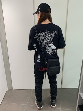 「blackmeans（ブラックミーンズ）のアイテム（トップス）」を使った、ヤマダサオリさん（レディース・160cm）の夏コーディネート