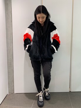 「DANKE SCHON（ダンケシェーン）のアイテム（ブルゾン）」を使った、ヤマダサオリさん（レディース・160cm）の冬コーディネート