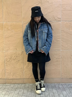 「L.H.P（エルエイチピー）のアイテム（帽子）」を使った、ヤマダサオリさん（レディース・160cm）の冬コーディネート