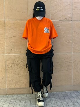 「KaneZ（ケインズ）のアイテム（キャップ）」を使った、ヤマダサオリさん（レディース・160cm）の夏コーディネート