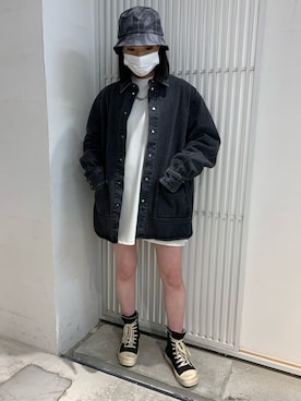 「DANKE SCHON（ダンケシェーン）のアイテム（帽子）」を使った、ヤマダサオリさん（レディース・160cm）の春コーディネート