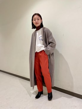「RECOMMEND  ITEM STYLING」｜「アイテム（スウェット）」を使った、關（seki）さん（レディース・153cm）の秋コーディネート