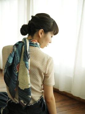 「シルク」｜「アイテム（財布/小物）」を使った、utataneスタッフさん（レディース・160cm）の冬コーディネート