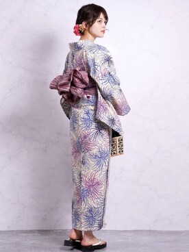 浴衣3点セット 綿麻 涼しげ京糸菊を使った人気ファッション