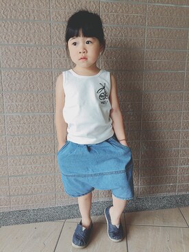 「TOMS（トムス）のアイテム（シューズ）」を使った、ven wangさん（キッズ・90cm）の春コーディネート