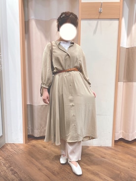 「Samansa Mos2 blue」｜「アイテム（シャツワンピース）」を使った、ぽ  や  。さん（レディース・153cm）の春コーディネート