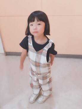 「ZARA（ザラ）のアイテム（サロペット/オーバーオール）」を使った、N.Fさん（キッズ・104cm）の夏コーディネート
