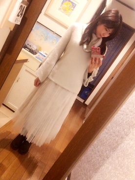 「Supreme.La.La.（シュープリームララ）のアイテム（ニット/セーター）」を使った、藍澤慶子さん（レディース・165cm）の春コーディネート