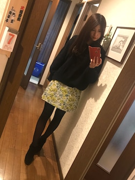 「Supreme.La.La.（シュープリームララ）のアイテム（スカート）」を使った、藍澤慶子さん（レディース・165cm）の冬コーディネート
