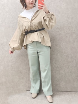 「袖ボリューム」｜「アイテム（パンプス）」を使った、manaさん（レディース・153cm）の冬コーディネート