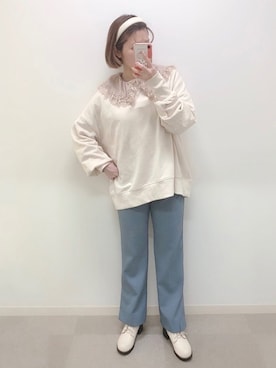 「RETRO GIRL（レトロガール）のアイテム（スウェット）」を使った、manaさん（レディース・153cm）の冬コーディネート