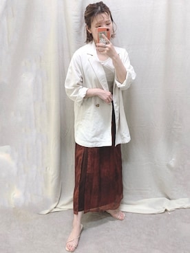 「クリアサンダル」｜「アイテム（ジャケット/アウター）」を使った、manaさん（レディース・153cm）の春コーディネート