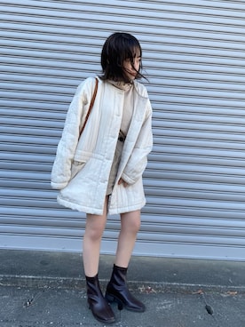 「niko and...（ニコアンド）のアイテム（ブルゾン）」を使った、カフェ店長aoiさん（レディース・147cm）の冬コーディネート