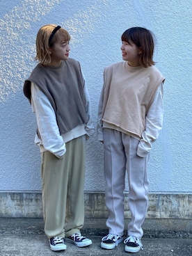 「H&M（エイチ・アンド・エム）のアイテム（スウェット）」を使った、カフェ店長aoiさん（レディース・147cm）の秋コーディネート