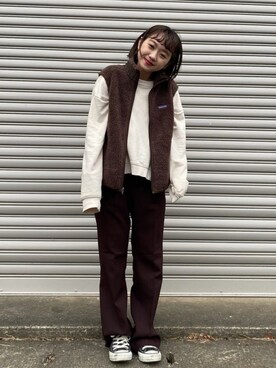 「H&M（エイチ・アンド・エム）のアイテム（スウェット、ホワイト系）」を使った、カフェ店長aoiさん（レディース・147cm）の冬コーディネート