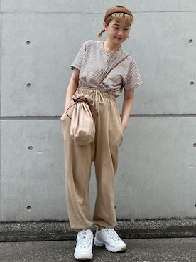 「OpenCLOSE（オープンクローズ）のアイテム（バッグ）」を使った、カフェ店長aoiさん（レディース・147cm）の夏コーディネート