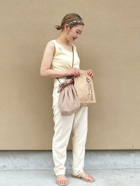 「OpenCLOSE（オープンクローズ）のアイテム（バッグ）」を使った、カフェ店長aoiさん（レディース・147cm）の夏コーディネート