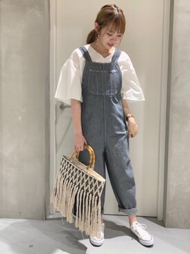 「いいね返し」｜「アイテム（サロペット/オーバーオール）」を使った、さとみさん（レディース・159cm）の春コーディネート