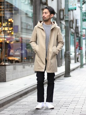「クルーネックニット」｜「アイテム（その他アウター）」を使った、EDIFICE OFFICIALさん（メンズ・177cm）の冬コーディネート