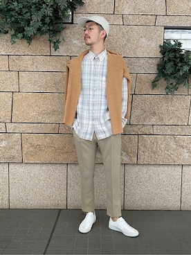 「EDIFICEスタッフ」｜「アイテム（帽子）」を使った、EDIFICE OFFICIALさん（メンズ・178cm）の春コーディネート