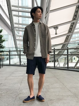 「EDIFICEスタッフ」｜「アイテム（スリッポン）」を使った、EDIFICE OFFICIALさん（メンズ・178cm）の夏コーディネート