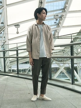 「EDIFICEスタッフ」｜「アイテム（スリッポン）」を使った、EDIFICE OFFICIALさん（メンズ・178cm）の夏コーディネート