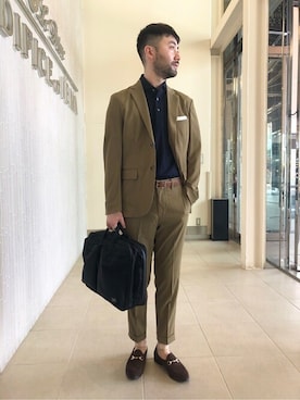 「EDIFICEスタッフ」｜「アイテム（スリッポン）」を使った、EDIFICE OFFICIALさん（メンズ・178cm）の夏コーディネート