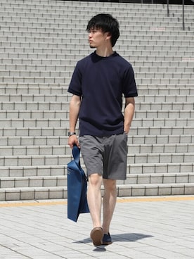 「EDIFICE（エディフィス）のアイテム（スリッポン）」を使った、EDIFICE OFFICIALさん（メンズ・178cm）の夏コーディネート